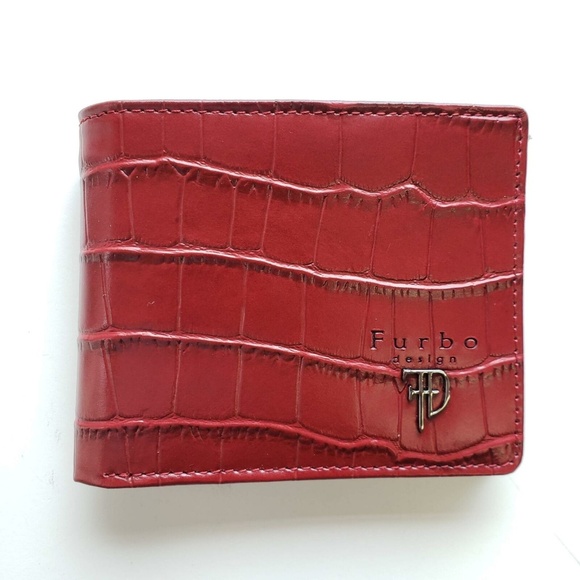 Furbo Design FRB126 Crocodile Bifold Wallet - Red